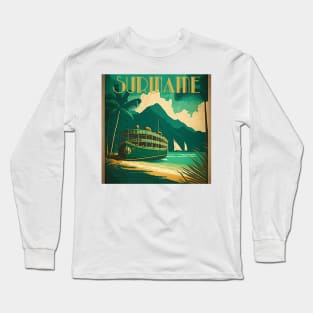 Suriname Coastline Vintage Travel Art Poster Long Sleeve T-Shirt